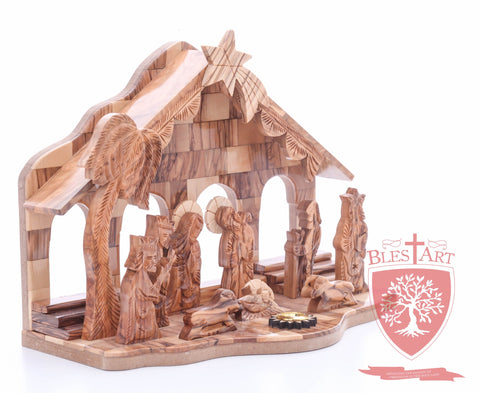 Nativity Set, with 2-D figures and Incense from the tomb of jesus. Size: 10" 5" 7.5"