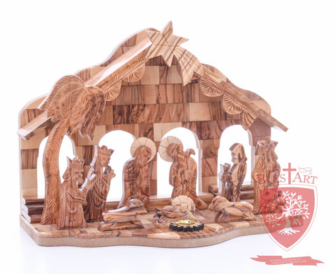 Nativity Set, with 2-D figures and Incense from the tomb of jesus. Size: 10" 5" 7.5"