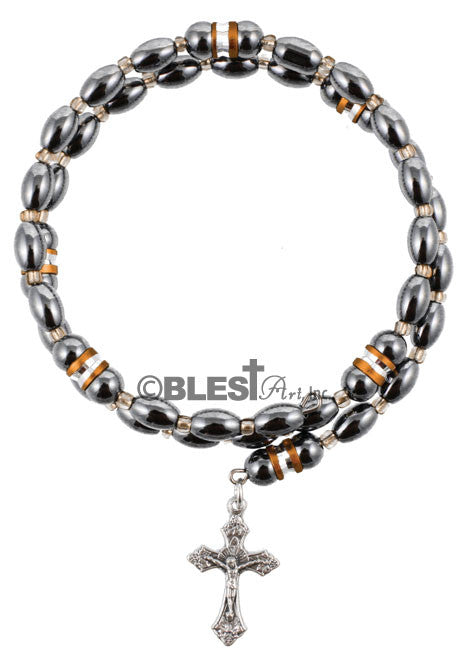 Bracelet, Snake Style Hematite with different attachments 3.00" / 7.6 cm - Blest Art, Inc. 