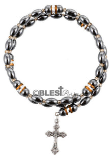 Bracelet, Snake Style Hematite with different attachments 3.00" / 7.6 cm - Blest Art, Inc. 