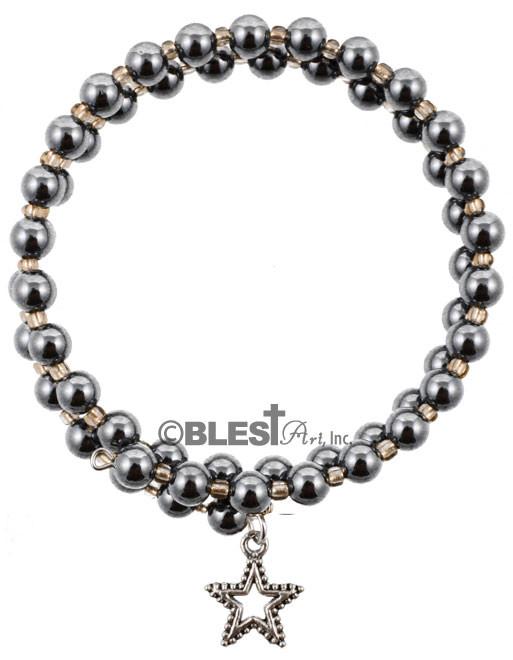 Bracelet, Snake Style Hematite with different attachments 3.00" / 7.6 cm - Blest Art, Inc. 