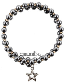 Bracelet, Snake Style Hematite with different attachments 3.00" / 7.6 cm - Blest Art, Inc. 