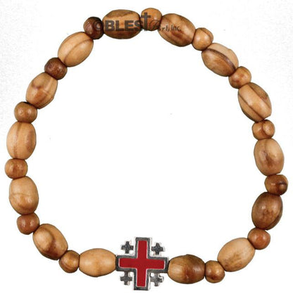 Different colors of Bracelet Rosary, Jerusalem Cross, 2.8" / 7 cm