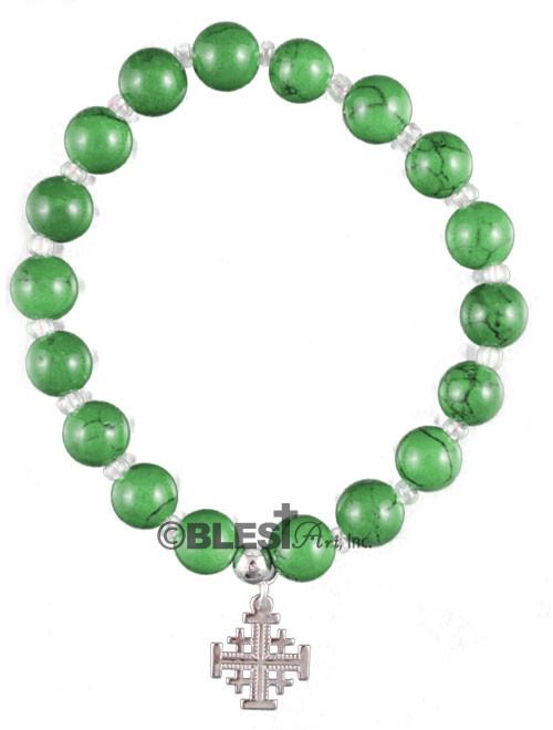 Different colors of Bracelet Rosary, Jerusalem Cross, 2.8" / 7 cm