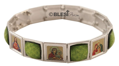 Bracelet, Different colors Faceted Stones, 2.8"/7 cm