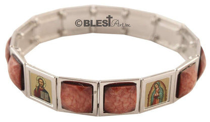 Bracelet, Different colors Faceted Stones, 2.8"/7 cm