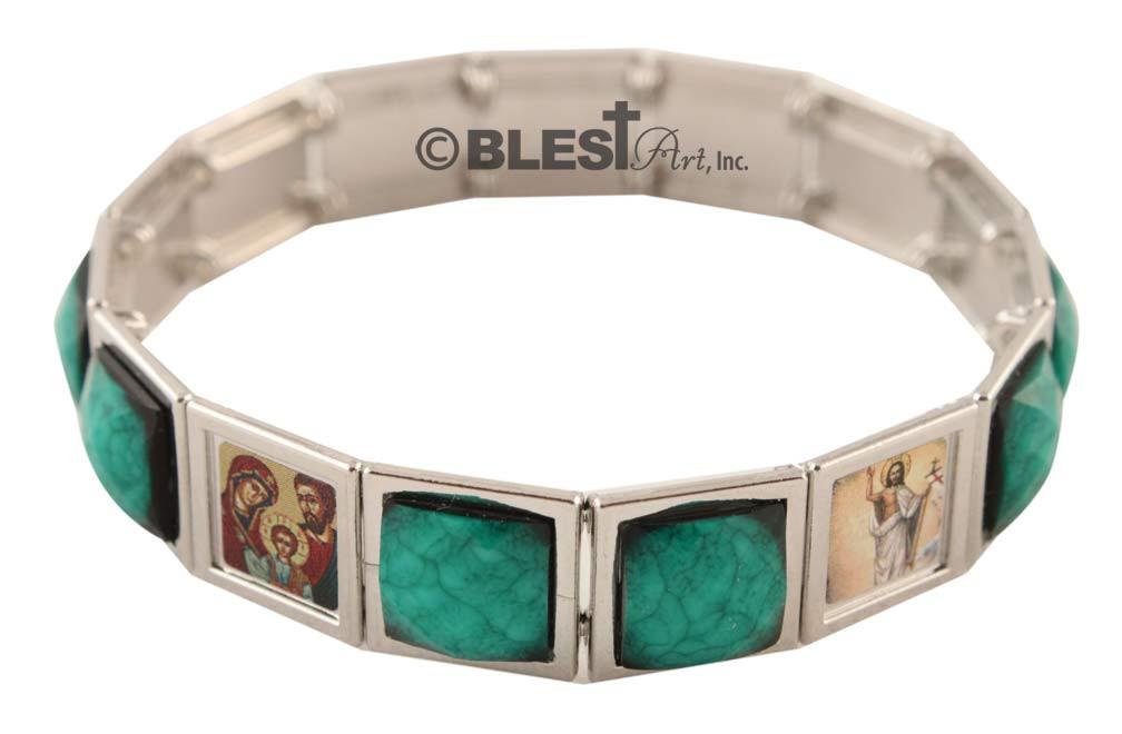 Bracelet, Different colors Faceted Stones, 2.8"/7 cm