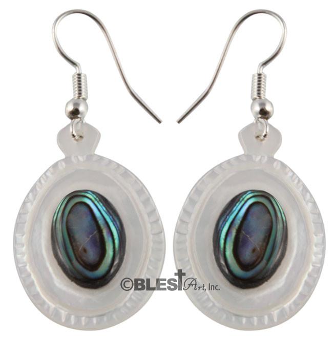 Earrings, Mother-of-pearl & Abalone seashells