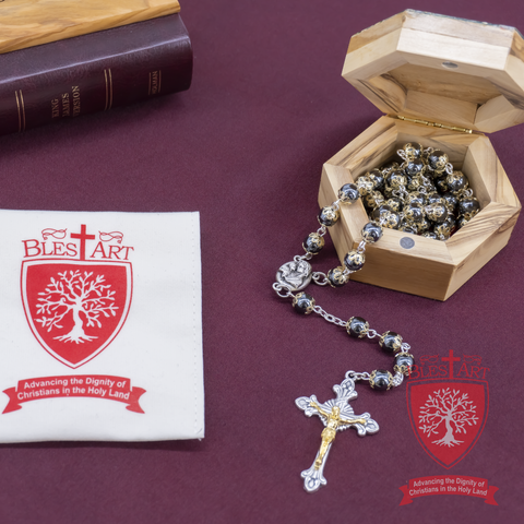 Silver Rosary, With gemstones and Soil from the Holy Land