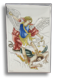 Icon of St. Michael the Archangel, Silver plated, Size: 4.8" X 8"