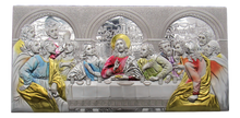 Icon of the Last Supper, silver plated, Colored, Size: 23.8" x 11.8"