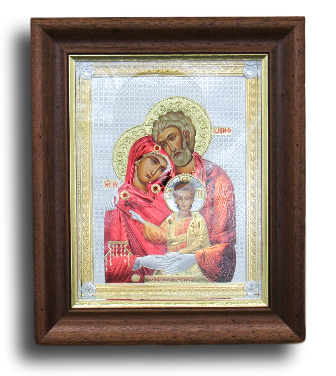 Silver plated Icons of Virgin Mary of Jerusalem and The Holy Family