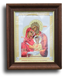Silver plated Icons of Virgin Mary of Jerusalem and The Holy Family