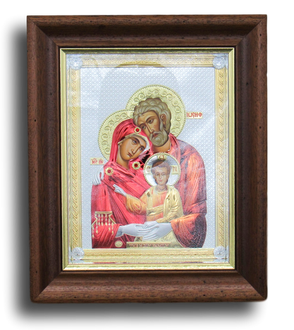 Silver plated Icons of Virgin Mary of Jerusalem and The Holy Family