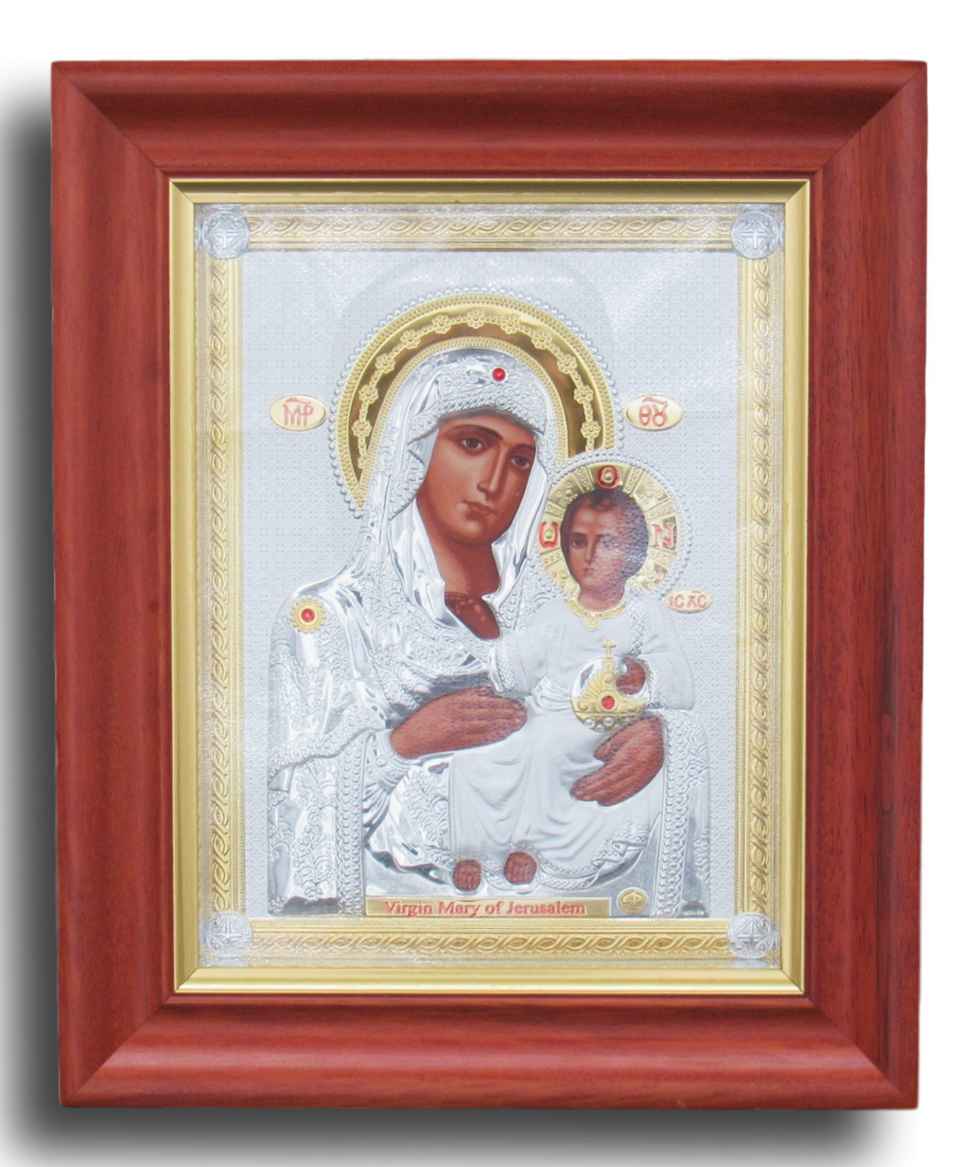 Silver plated Icons of Virgin Mary of Jerusalem and The Holy Family