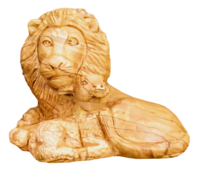 Lion and the Lamp, Cathedral Quality, Size: 4" x 3" x 3.5"