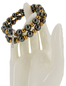 Bracelet, Hematite with Golden beads, Available with different attached Crosses styles.
