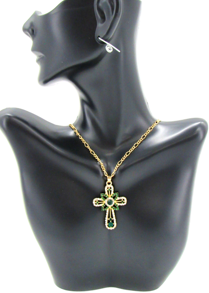 Gold plated Necklace, With Roman Cross, Available in Different colors