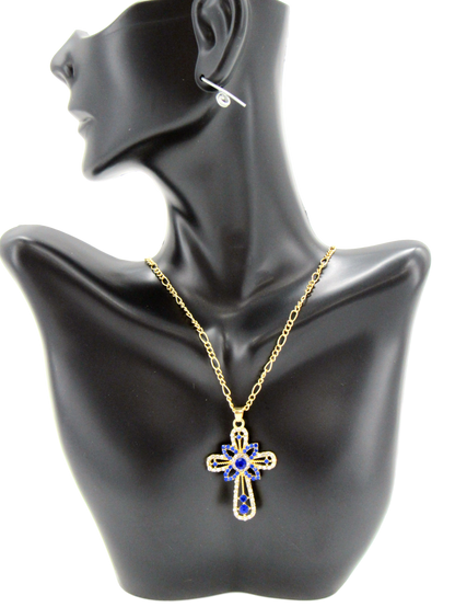 Gold plated Necklace, With Roman Cross, Available in Different colors