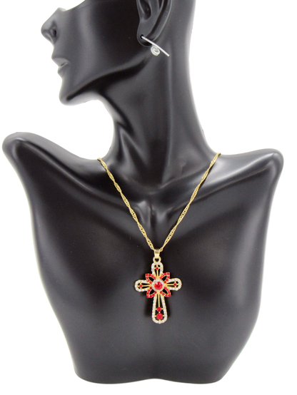 Gold plated Necklace, With Roman Cross, Available in Different colors