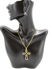 Gold plated Necklace, With Roman Cross, Available in Different colors