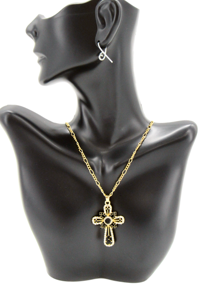Gold plated Necklace, With Roman Cross, Available in Different colors