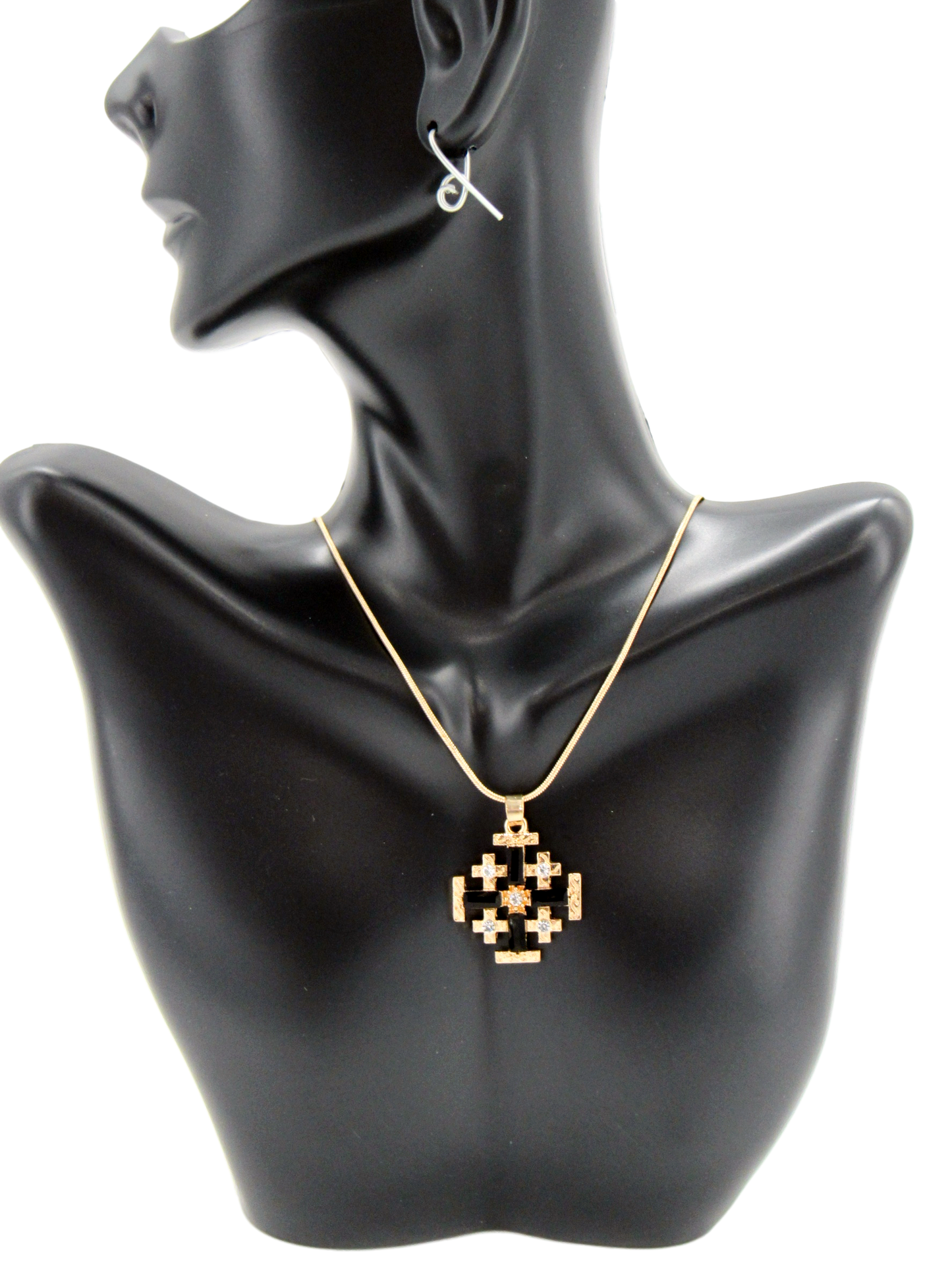 Gold plated Necklace, With Jerusalem Cross, Available in Different colors