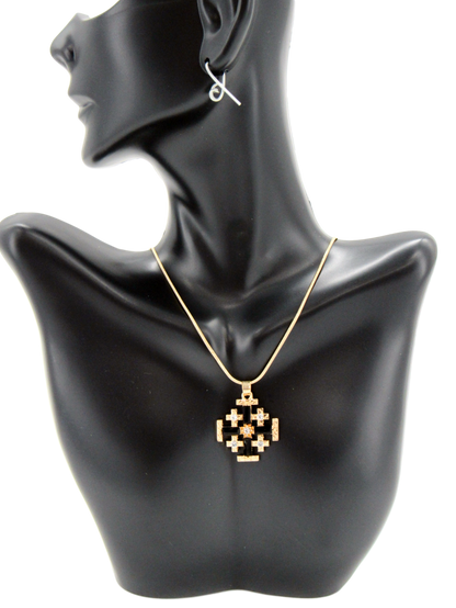 Gold plated Necklace, With Jerusalem Cross, Available in Different colors