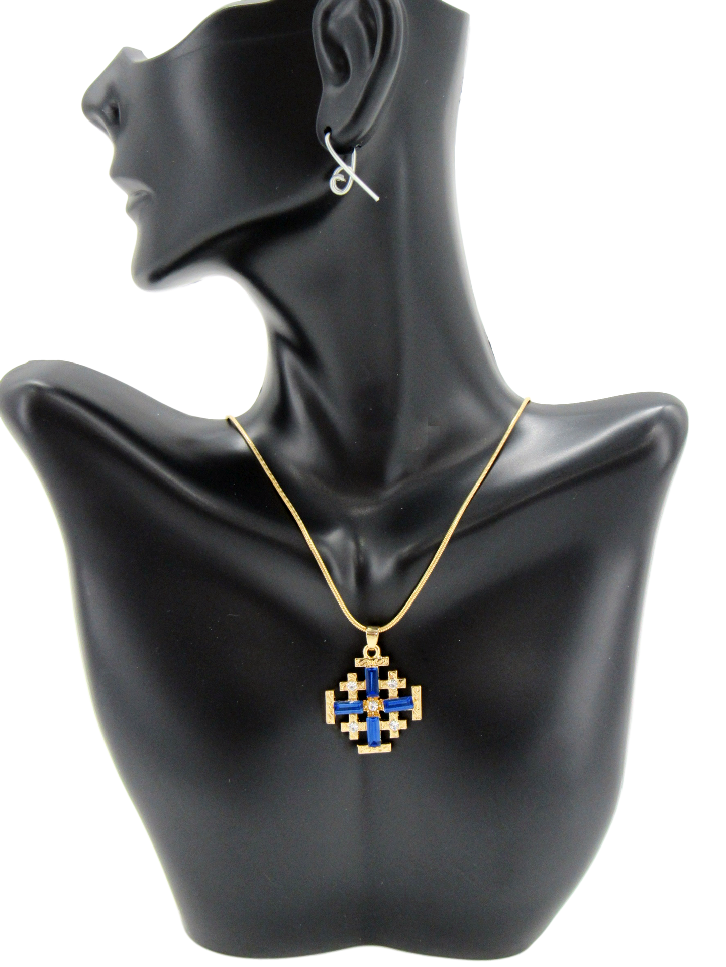 Gold plated Necklace, With Jerusalem Cross, Available in Different colors