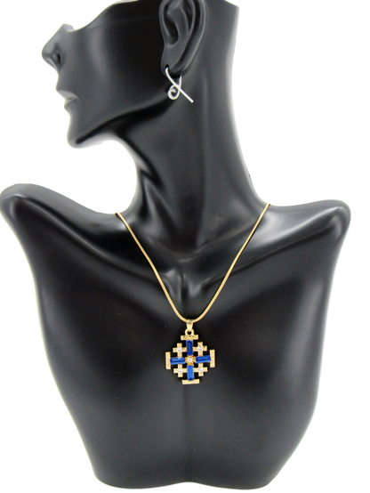 Gold plated Necklace, With Jerusalem Cross, Available in Different colors