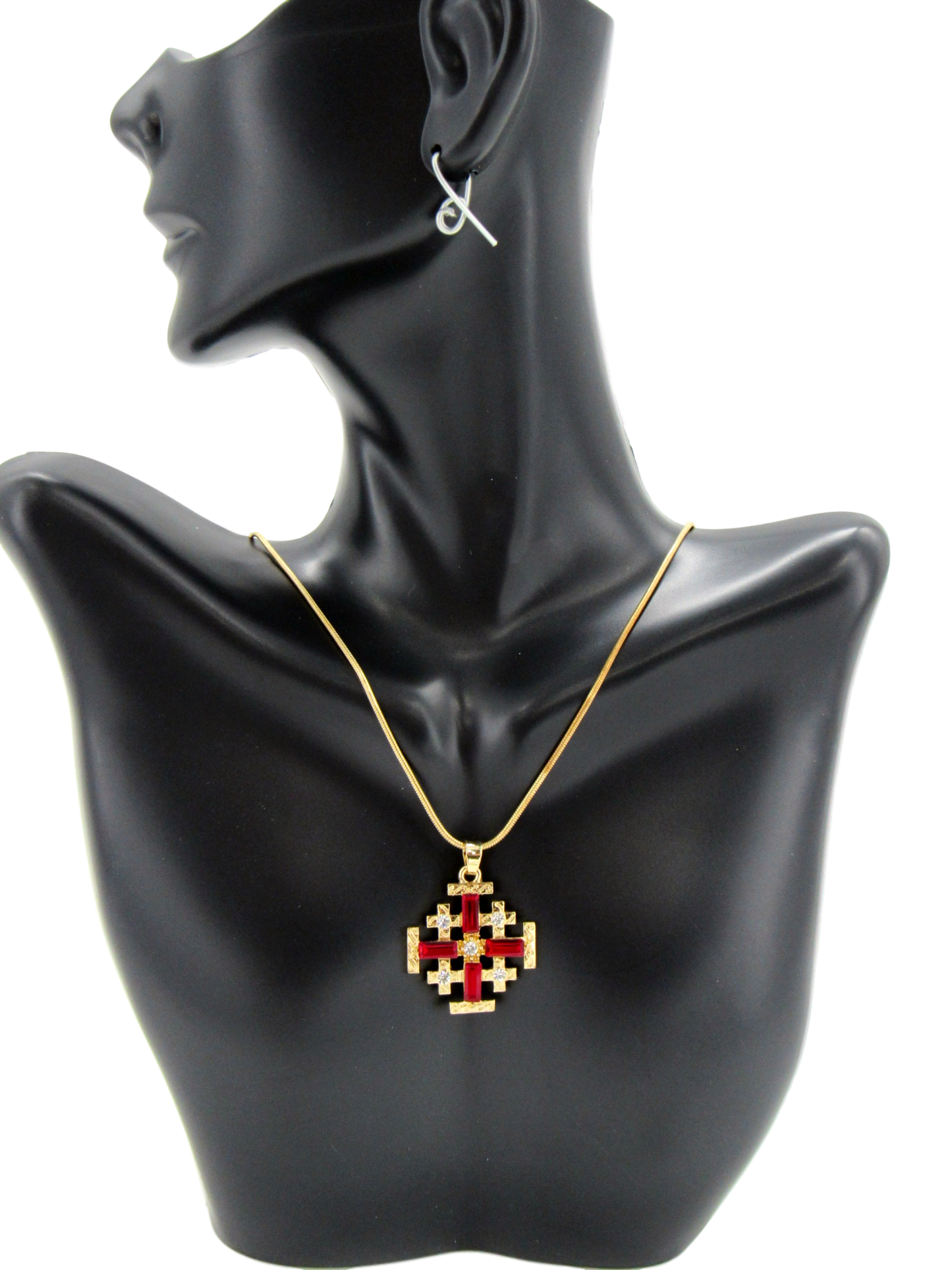 Gold plated Necklace, With Jerusalem Cross, Available in Different colors