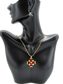 Gold plated Necklace, With Jerusalem Cross, Available in Different colors