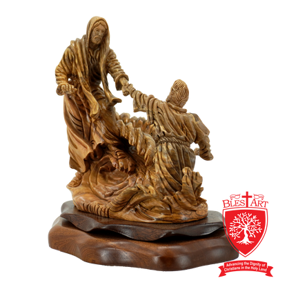 Jesus Holding Peter's hand in the water