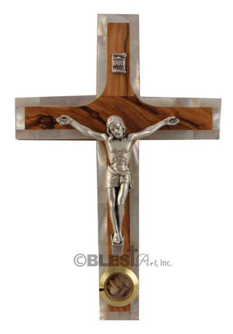 Latin Crucifix, Mother-of-pearl, With holy Items, Different sizes available. - Blest Art, Inc. 