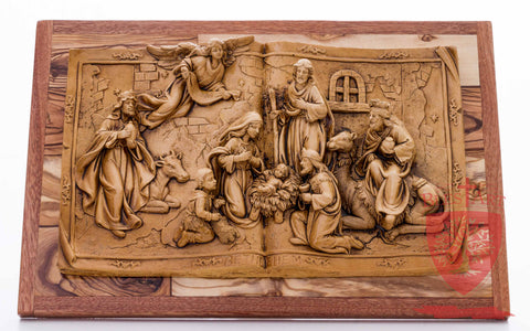 Plaque, Nativity scene in a book style, Size: 12" X 5.5"