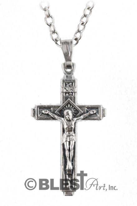 Pendant, Metal, Roman and Latin Crucifix, Size: 1.0"/2.5 cm - Blest Art, Inc. 