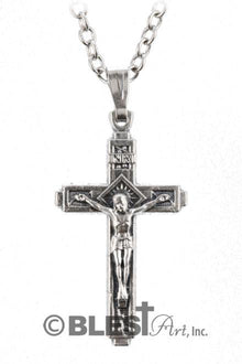 Pendant, Metal, Roman and Latin Crucifix, Size: 1.0"/2.5 cm - Blest Art, Inc. 