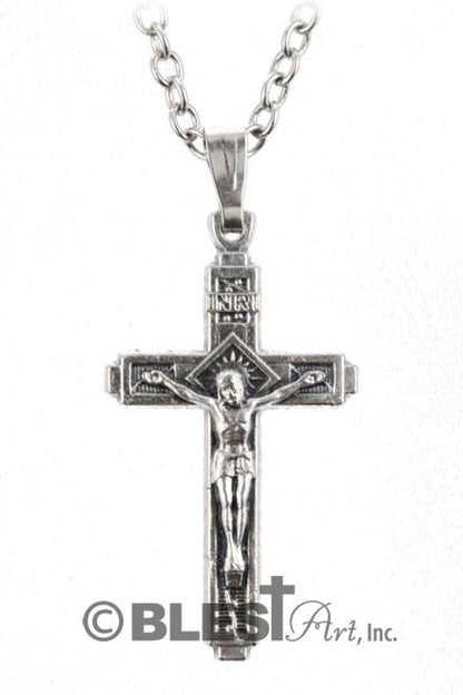 Pendant, Metal, Roman and Latin Crucifix, Size: 1.0"/2.5 cm - Blest Art, Inc. 