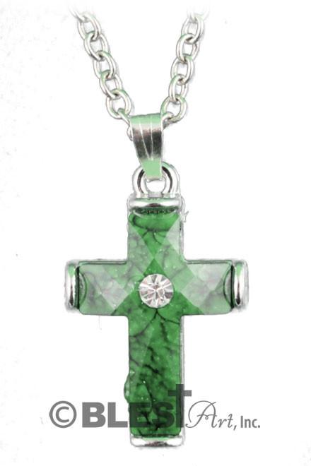 Pendant, Metal, Jeweled Cross, available in different colors, Size: 1.0"/2.5 cm - Blest Art, Inc. 