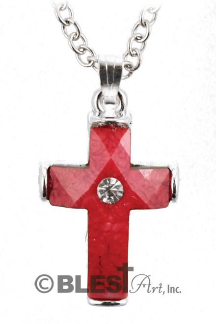 Pendant, Metal, Jeweled Cross, available in different colors, Size: 1.0"/2.5 cm - Blest Art, Inc. 