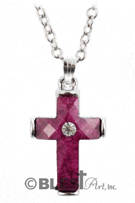 Pendant, Metal, Jeweled Cross, available in different colors, Size: 1.0"/2.5 cm - Blest Art, Inc. 