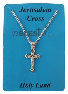 Necklace, Silver, Roman and Oval Style Crucifix, Size: 1.0"/2.5 cm
