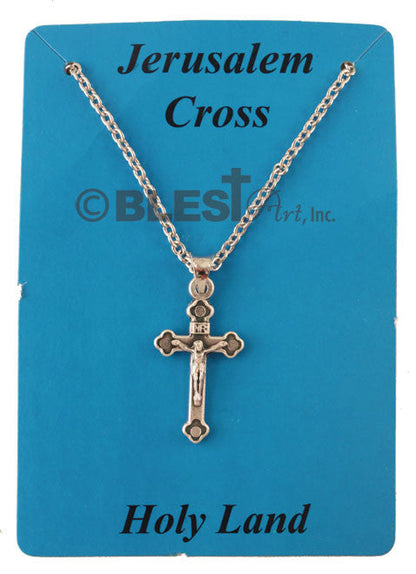Necklace, Silver, Roman and Oval Style Crucifix, Size: 1.0"/2.5 cm