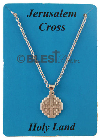 Jerusalem Cross Necklace, Different styles with Gold and Silver, Cross Size: 1.0"/2.5 cm