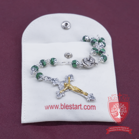 Silver Rosary, With gemstones and Soil from the Holy Land