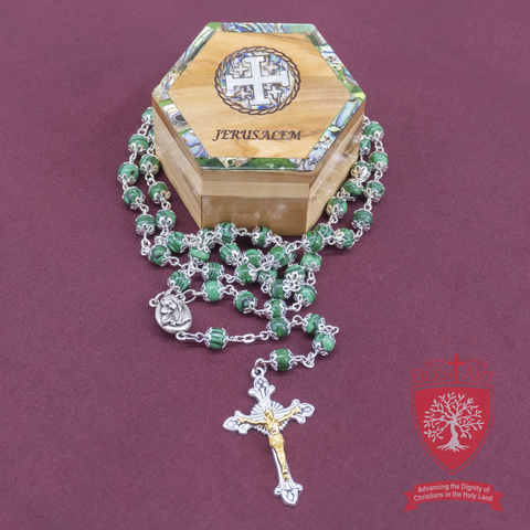 Silver Rosary, With gemstones and Soil from the Holy Land