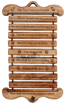 Plaque, 10 Commandments, With Holy Item. Available in English and Spanish. Size: 10.6"/27 cm
