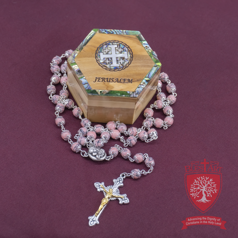 Silver Rosary, With gemstones and Soil from the Holy Land