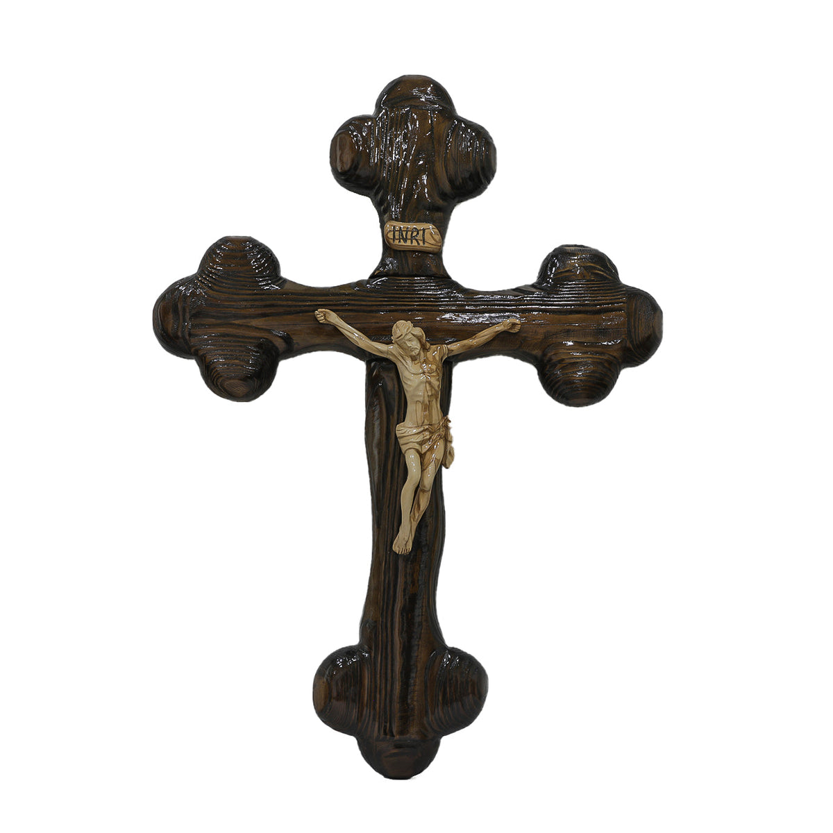 Roman Cross with Wooden Body, Plain. Available in two different sizes.