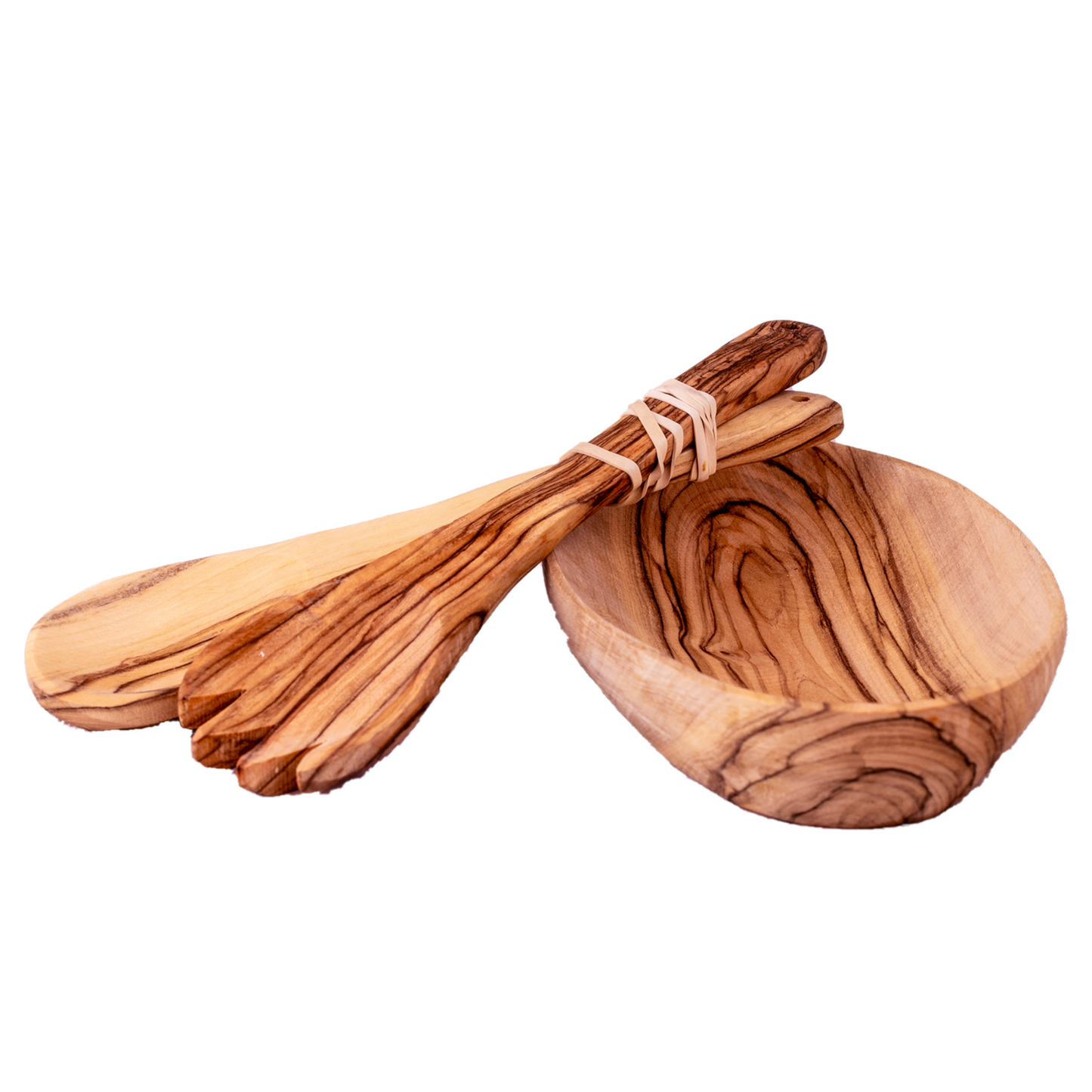 Olive wood plate with Fork and a spoon. The spoon and the fork can be bought separately